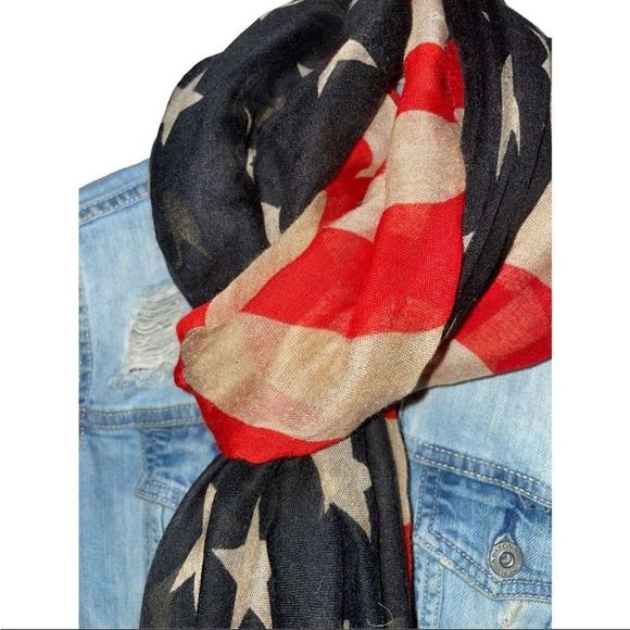 Vintage Patriotic Flag Pashmina - New Condition - Bid Now = Discounted Shipping - Picture 2 of 10